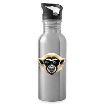 Gibbon Monkey Whitehand Gibbon Monkey Cute Lar Gibbons - Water bottle with straw - silver - Right