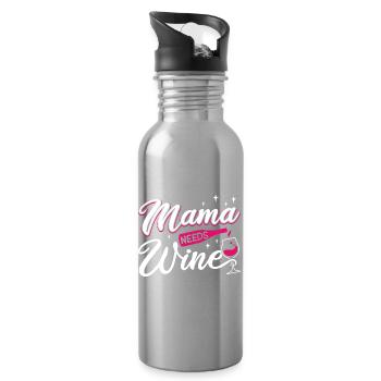 Mama Needs Wine Funny Motherhood Quote Art - Trinkflasche mit integriertem Trinkhalm - Lightsilver - Rechts