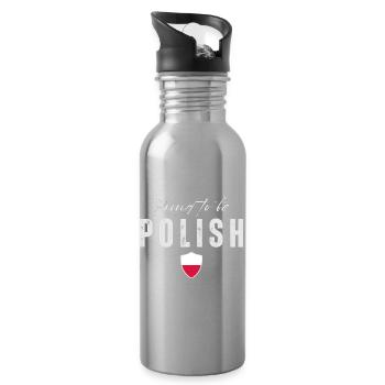 Proud Polish, Made in Poland - Water bottle with straw - silver - Right