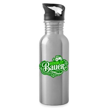 Herzblut Bauer Traktor - Trinkflasche mit integriertem Trinkhalm - Lightsilver - Rechts