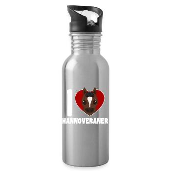 J’adore les Hanovriens - cœur - Gourde avec paille intégrée - argent clair - Droite