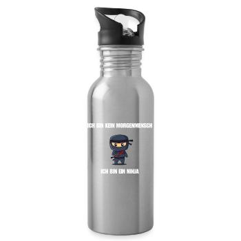 Ich bin kein Morgenmensch - Ich bin ein Ninja - Trinkflasche mit integriertem Trinkhalm - Lightsilver - Rechts