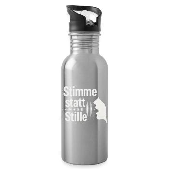 Stimme statt Stille Meinungsfreiheit Spruch - Trinkflasche mit integriertem Trinkhalm - Lightsilver - Rechts
