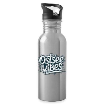  Ostsee Vibes Maritimes Ostsee Motiv Anker - Trinkflasche mit integriertem Trinkhalm - Lightsilver - Rechts