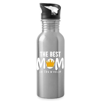 The Best Mom In The World Royal Crown Queen Art - Water bottle with straw - silver - Right