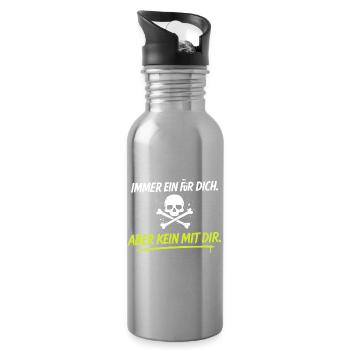 Neon Schädelkreuz mit Spruch - Trinkflasche mit integriertem Trinkhalm - Lightsilver - Rechts
