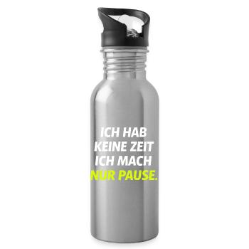 Ich hab keine Zeit Nur Pause - Trinkflasche mit integriertem Trinkhalm - Lightsilver - Rechts