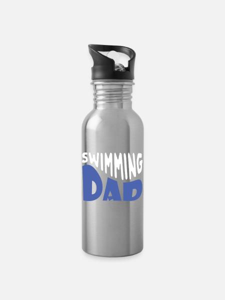 Schwimmvater - Trinkflasche mit integriertem Trinkhalm - Lightsilver