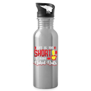 Nail Designer Nail Designer Cosmetics Nail Salon - Water bottle with straw - silver - Right