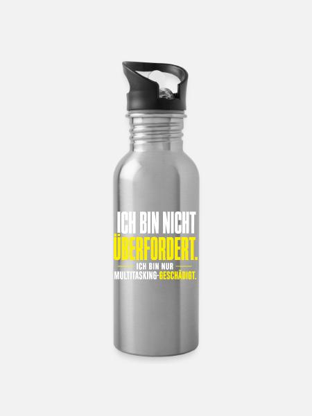 Nicht überfordert, nur Multitasking-geschädigt - Trinkflasche mit integriertem Trinkhalm - Lightsilver