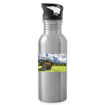 Garmisch Partenkirchen in Bayern Alpen Panorama - Trinkflasche mit integriertem Trinkhalm - Lightsilver - Rechts