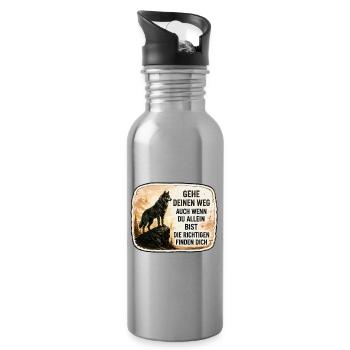 Gehe deinen Weg – die Richtigen finden dich - Trinkflasche mit integriertem Trinkhalm - Lightsilver - Rechts