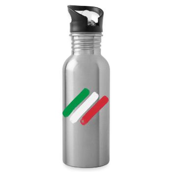 Italian Flag - Stripes - Water bottle with straw - silver - Right