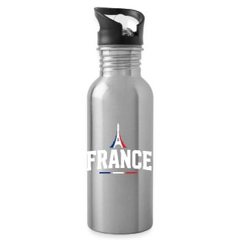 Éiffel et drapeau français supporter - Gourde avec paille intégrée - argent clair - Droite