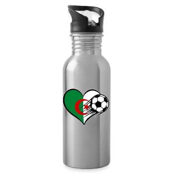 Algeria Flag Football with Heart - Water bottle with straw - silver - Right