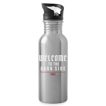 Willkommen auf der dunklen Seite – Dunkle Versuchung - Trinkflasche mit integriertem Trinkhalm - Lightsilver - Rechts