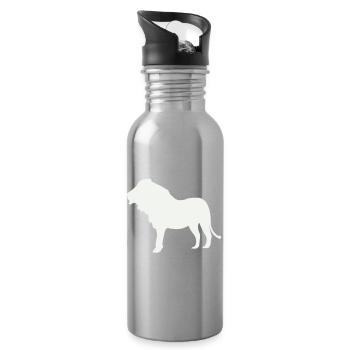Silhouette de Lion au clair de lune - Gourde avec paille intégrée - argent clair - Droite