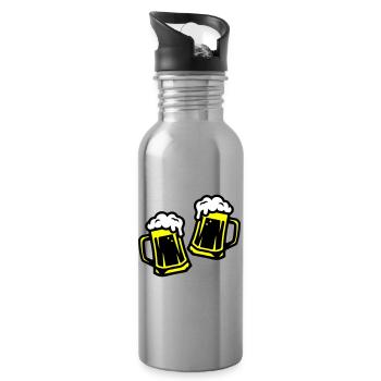 Bier Anstoßen Saufen - Trinkflasche mit integriertem Trinkhalm - Lightsilver - Rechts