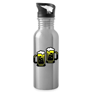 Icône de la bière qui encourage - Gourde avec paille intégrée - argent clair - Droite
