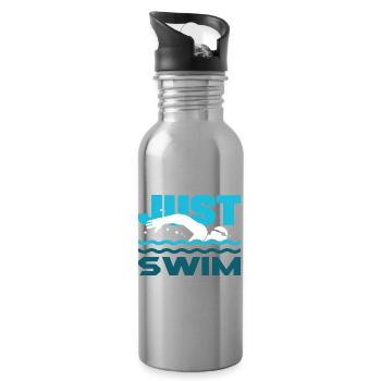 Funny Swimmers Sayings & Swimming Club Design - Water bottle with straw - silver - Right