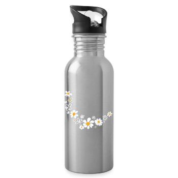 Blumengirlande - Trinkflasche mit integriertem Trinkhalm - Lightsilver - Rechts
