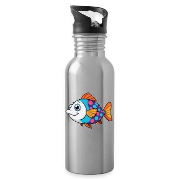 Bunter Tropischer Fisch - Trinkflasche mit integriertem Trinkhalm - Lightsilver - Rechts