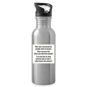 Kriegstypografie-Zitatplakat - Trinkflasche mit integriertem Trinkhalm - Lightsilver - Rechts