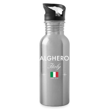Coordonnées d’Alghero Sardaigne Souvenir de voyage - Gourde avec paille intégrée - argent clair - Droite