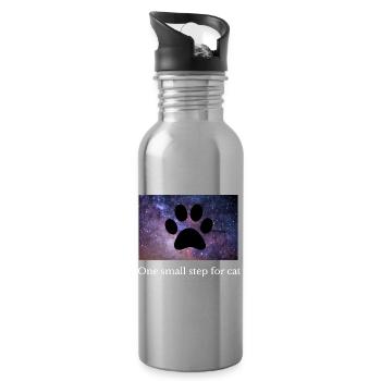 Kosmische Katzenpfote lustig Mondlandung Geschenk  - Trinkflasche mit integriertem Trinkhalm - Lightsilver - Rechts