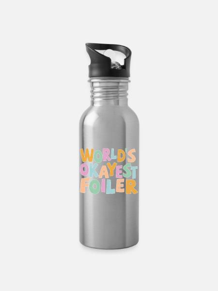 Worlds Okayest Foiler - Trinkflasche mit integriertem Trinkhalm - Lightsilver