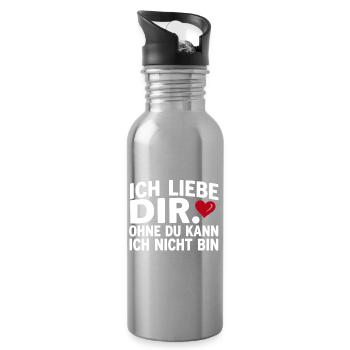 Liebe lustiger Spruch Ich liebe Dir  - Trinkflasche mit integriertem Trinkhalm - Lightsilver - Rechts