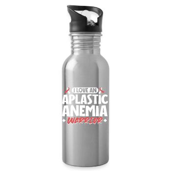 Ich liebe einen Kämpfer - Anämie Support - Trinkflasche mit integriertem Trinkhalm - Lightsilver - Rechts