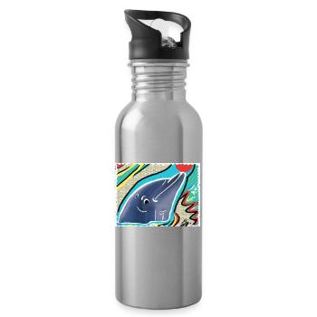Par exemple Delfin I Tier I Photo I Drawing - Gourde avec paille intégrée - argent clair - Droite
