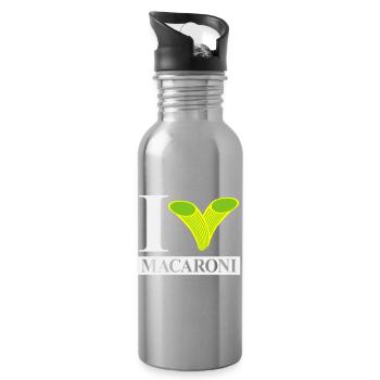 Ich liebe Makkaroni - Trinkflasche mit integriertem Trinkhalm - Lightsilver - Rechts