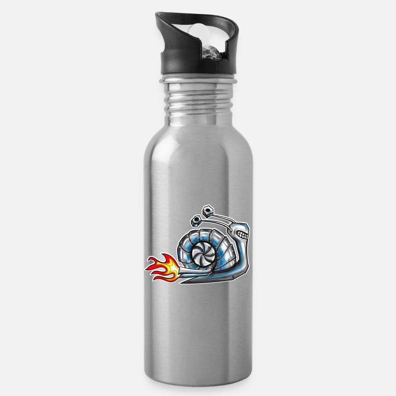 Schnecke mit Turbolader - Trinkflasche mit integriertem Trinkhalm - Lightsilver