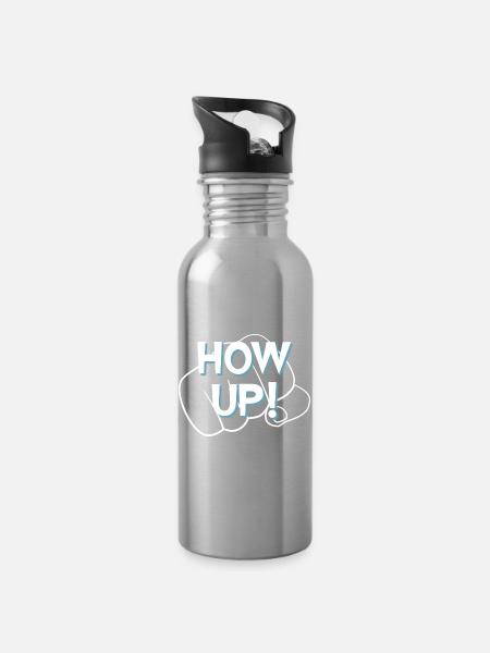 Hau ab - Trinkflasche mit integriertem Trinkhalm - Lightsilver