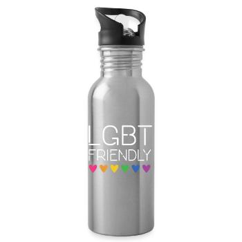 LGBT Friendly - Water bottle with straw - silver - Right