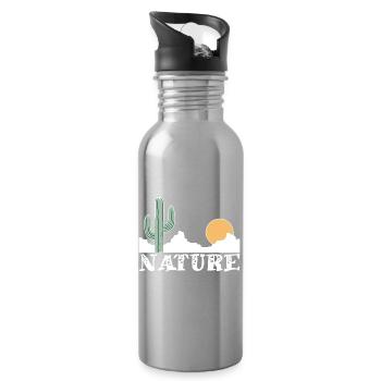 Nature and white desert - Water bottle with straw - silver - Right