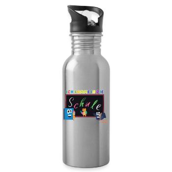 Ich komme in die Schule | Einschulung Schulanfang - Trinkflasche mit integriertem Trinkhalm - Lightsilver - Rechts