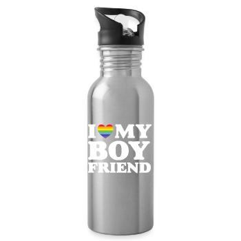 J’aime mon petit ami - LGBTQ - Gourde avec paille intégrée - argent clair - Droite