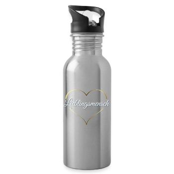 Lieblingsmensch Herzschrift - Trinkflasche mit integriertem Trinkhalm - Lightsilver - Rechts