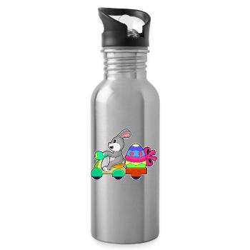 Bunny Easter Delivery Service - Water bottle with straw - silver - Right