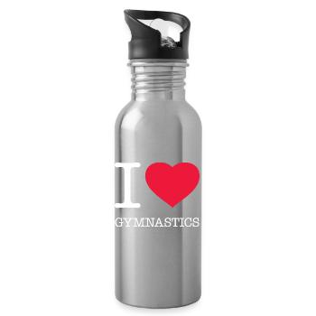I LOVE GYMNASTICS - Trinkflasche mit integriertem Trinkhalm - Lightsilver - Rechts
