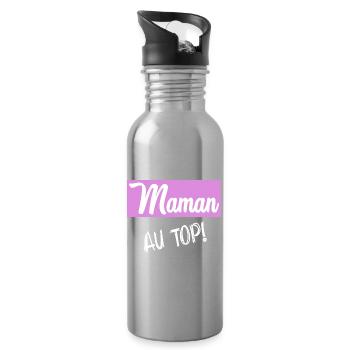 MAMAN. FÊTE DES MÈRES - Gourde avec paille intégrée - argent clair - Droite