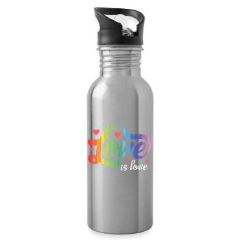 Mois de la fierté LGBT - Love is Love - Gourde avec paille intégrée - argent clair - Droite