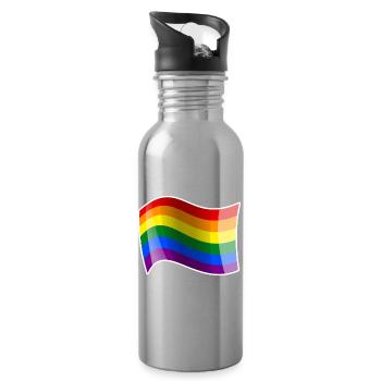 Rainbow Wave Energy Shimmer - Water bottle with straw - silver - Right
