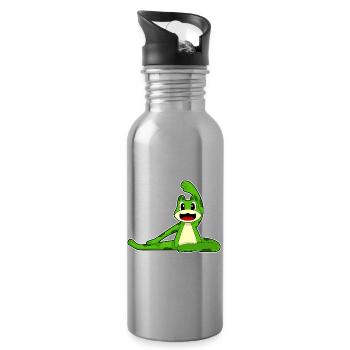 Grenouille Yoga Fitness Gymnastique - Gourde avec paille intégrée - argent clair - Droite