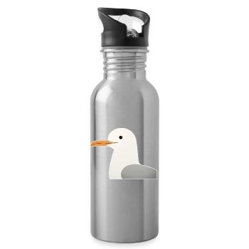 Minimalistisches Möwe Design Vögel Tier Illustrati - Trinkflasche mit integriertem Trinkhalm - Lightsilver - Rechts