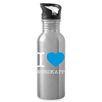 I LOVE NORDKAPP Norway Norwegen - Water bottle with straw - silver - Right