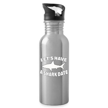 SHARK DATE - Water bottle with straw - silver - Right